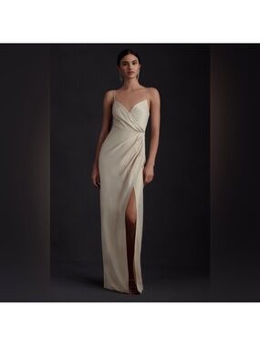 BHLDN Freya Satin Charmeuse Maxi Dress - Champagne - Size 6